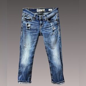 BKE denim Sarina Cropped Distressed Jeans